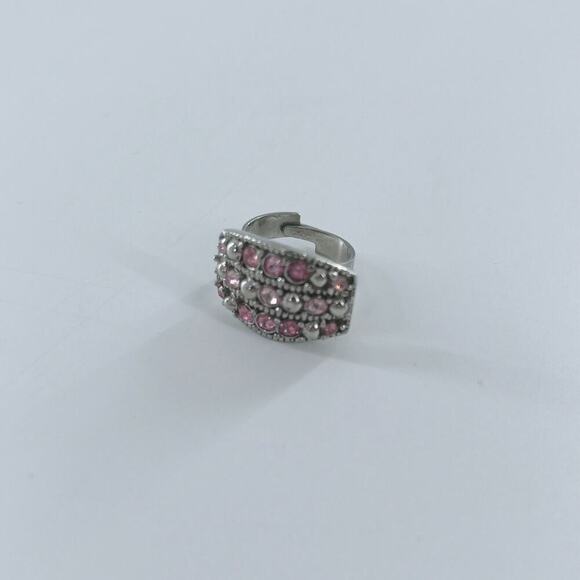 Vintage Y2K Pink Cubic Zirconia Adjustable Fashion Ring - Picture 3 of 3